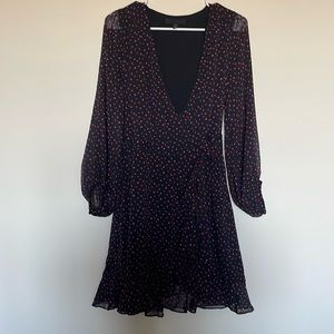 Sexy Banana Republic Heart Deep V Neck Black Long Sleeve Dress - Size 4